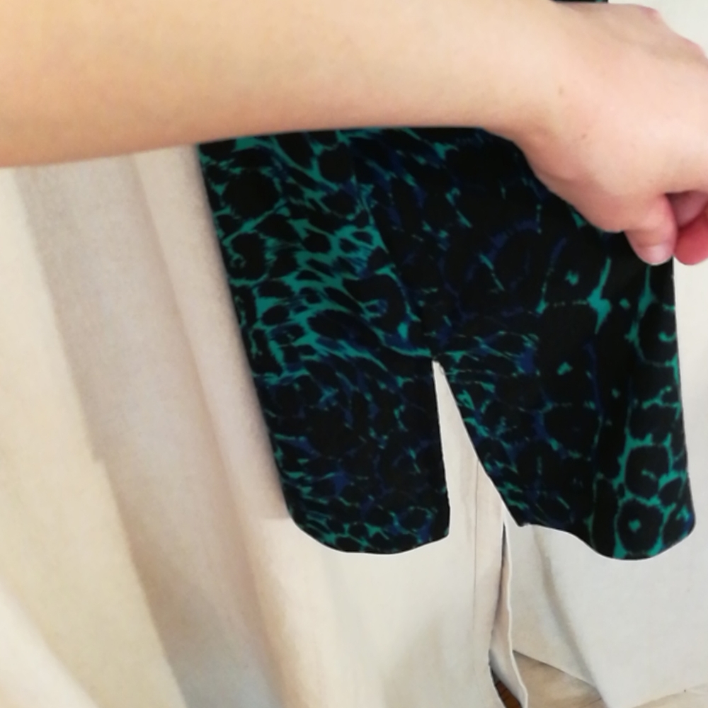 BCBG MaxAzria XXS Blue Green Cheetah Leopard Dress - Picture 12 of 16